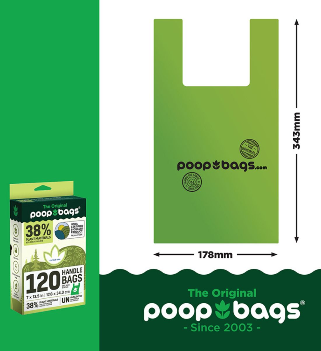 The Original Poop Bags - Handle Tie Waste Bags 120