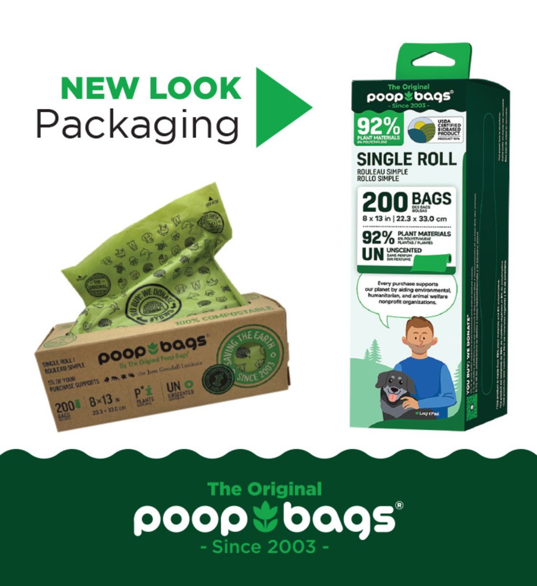 The Original Poop Bags - Plant-based Single Bulk Roll 1x200