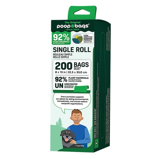 The Original Poop Bags - Plant-based Single Bulk Roll 1x200